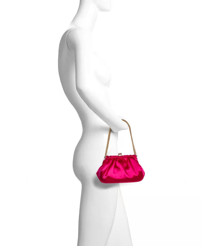 Badgley Mischka Cosima Satin Kisslock Framed Clutch Champagne | Women Evening Bags