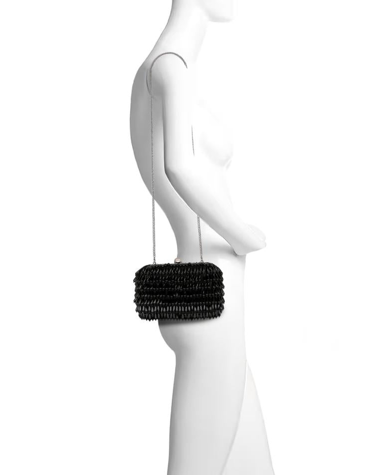 Badgley Mischka Cristina Tear Drop Beaded Minaudiere Black | Women Evening Bags