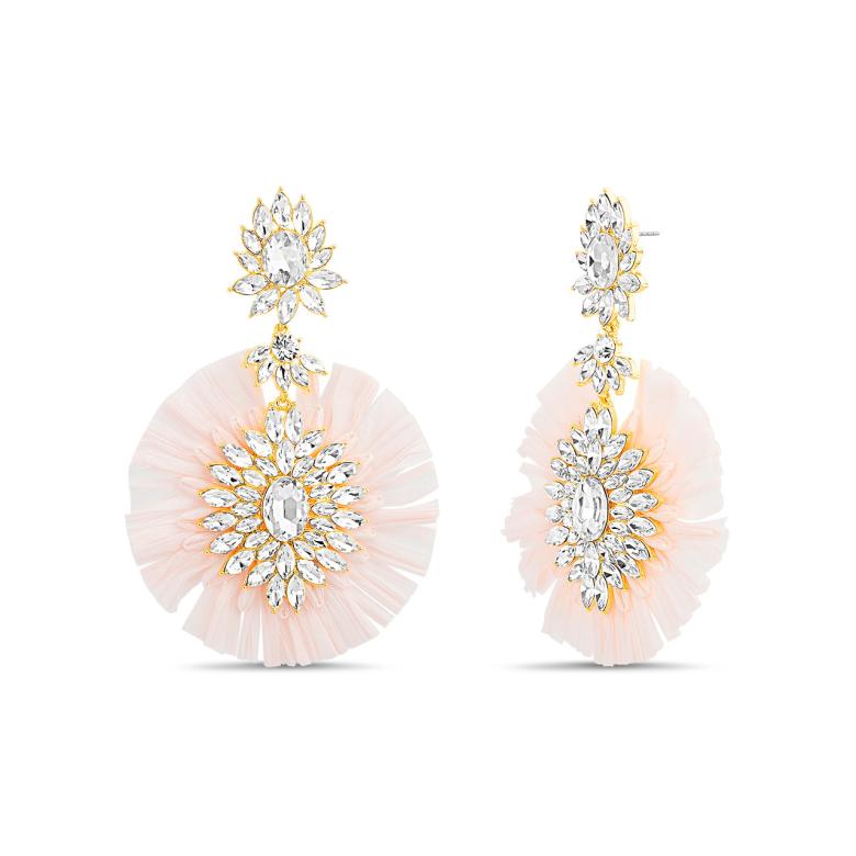 Badgley Mischka Crystal-Clustered Raffia Disc Statement Earring | Women Fashion Jewelry