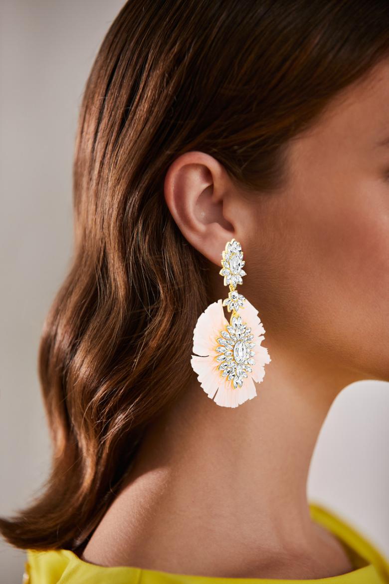 Badgley Mischka Crystal-Clustered Raffia Disc Statement Earring | Women Fashion Jewelry