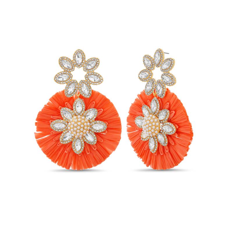 Badgley Mischka Crystal-Embellished Raffia Earrings | Women Fashion Jewelry