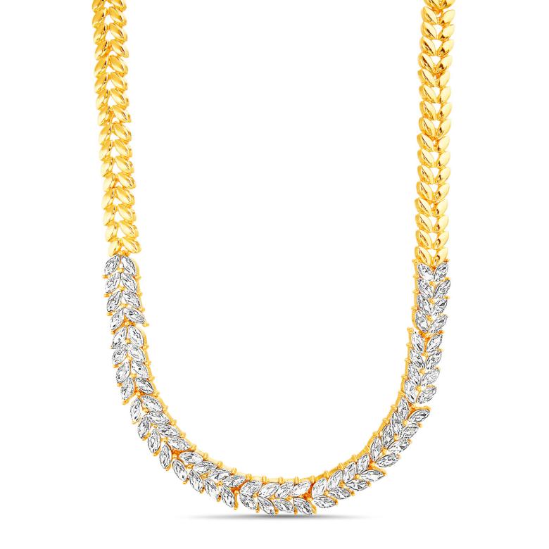 Badgley Mischka Crystal Stone Leaf Necklace | Women Fashion Jewelry