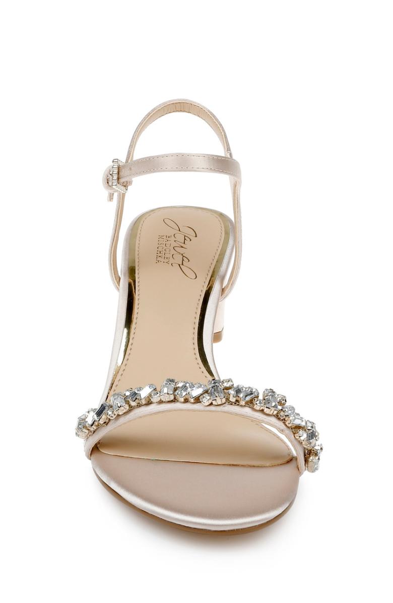 Badgley Mischka Dagny Strappy Low Block Heel Champagne | Women Block Heels