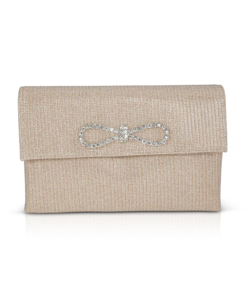Badgley Mischka Dakota Sparkle Jacquard Envelope With Crystal Bow Silver | Women Evening Bags