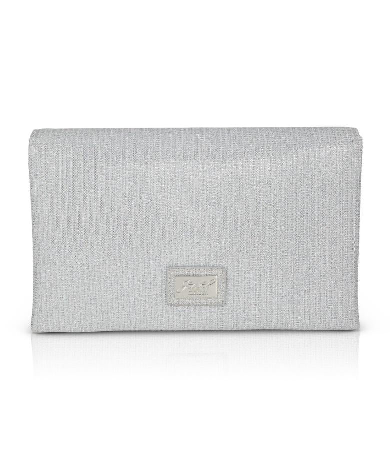 Badgley Mischka Dakota Sparkle Jacquard Envelope With Crystal Bow Silver | Women Evening Bags
