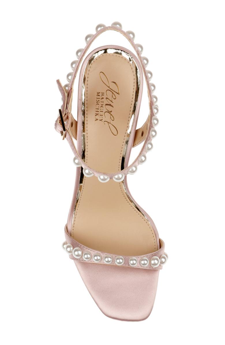 Badgley Mischka Damaris Pearl Embellished Stiletto Sandal Champagne | Women Stiletto