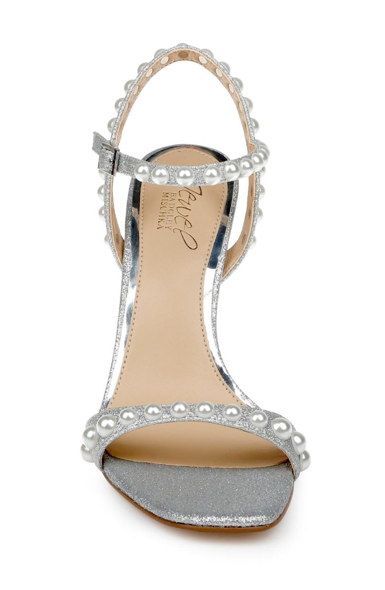Badgley Mischka Damaris Pearl Embellished Stiletto Sandal Champagne | Women Stiletto