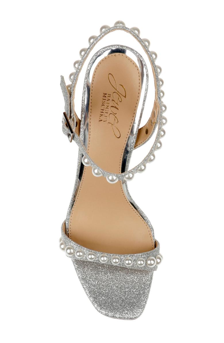 Badgley Mischka Damaris Pearl Embellished Stiletto Sandal Champagne | Women Stiletto