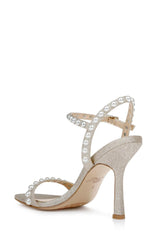 Badgley Mischka Damaris Pearl Embellished Stiletto Sandal Champagne | Women Stiletto