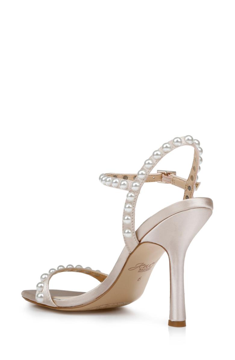 Badgley Mischka Damaris Pearl Embellished Stiletto Sandal Champagne | Women Stiletto