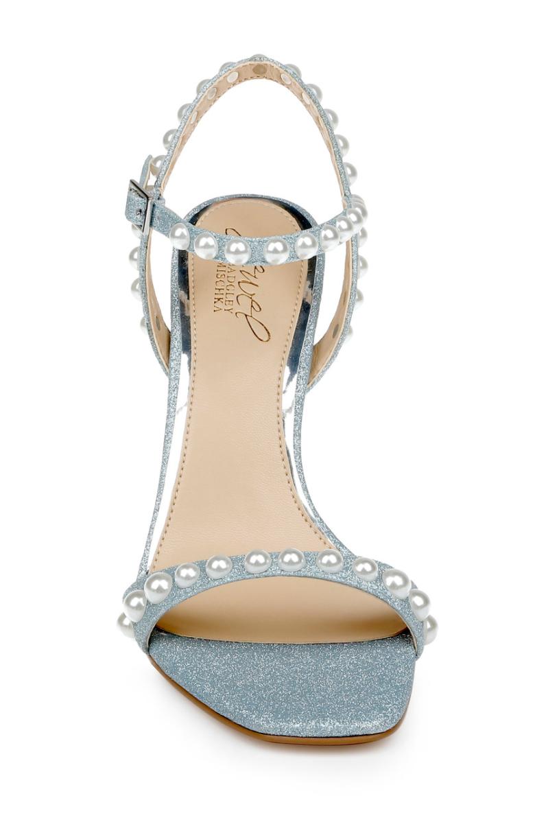 Badgley Mischka Damaris Pearl Embellished Stiletto Sandal Champagne | Women Stiletto