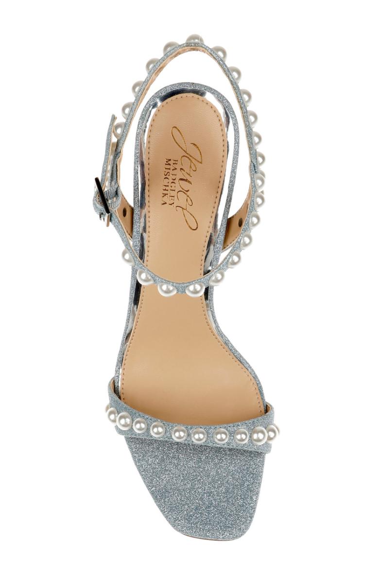 Badgley Mischka Damaris Pearl Embellished Stiletto Sandal Champagne | Women Stiletto
