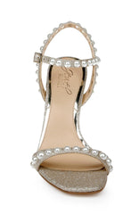 Badgley Mischka Damaris Pearl Embellished Stiletto Sandal Champagne | Women Stiletto