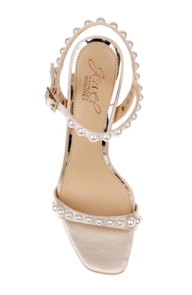 Badgley Mischka Damaris Pearl Embellished Stiletto Sandal Champagne | Women Stiletto
