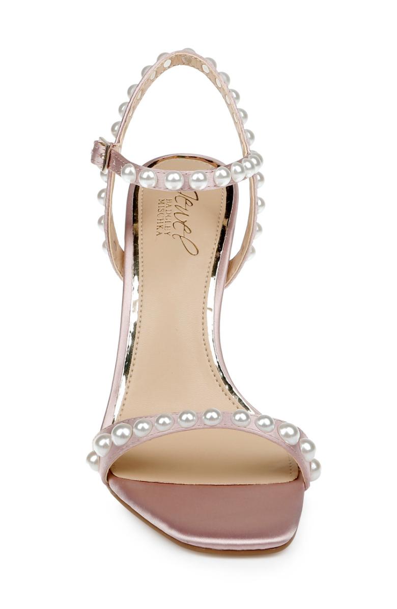 Badgley Mischka Damaris Pearl Embellished Stiletto Sandal Champagne | Women Stiletto