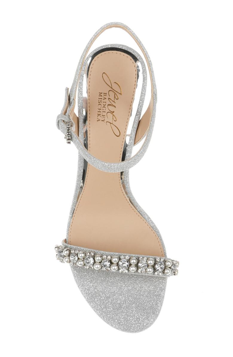 Badgley Mischka Dee Pearl And Crystal High Block Heels Pastel Pink | Women Block Heels