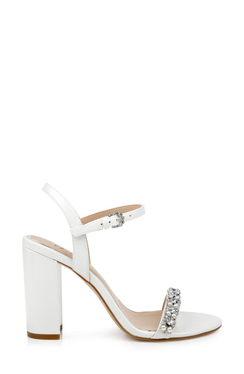Badgley Mischka Dee Pearl And Crystal High Block Heels Pastel Pink | Women Block Heels