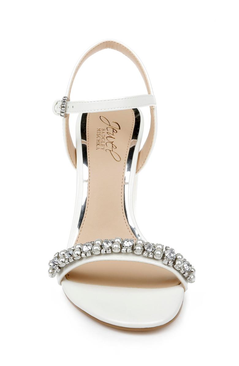 Badgley Mischka Dee Pearl And Crystal High Block Heels Pastel Pink | Women Block Heels
