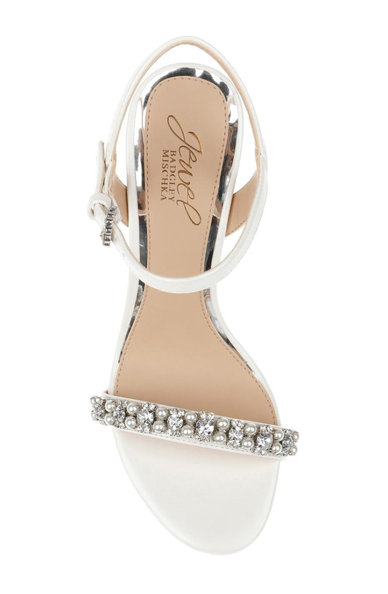 Badgley Mischka Dee Pearl And Crystal High Block Heels Pastel Pink | Women Block Heels