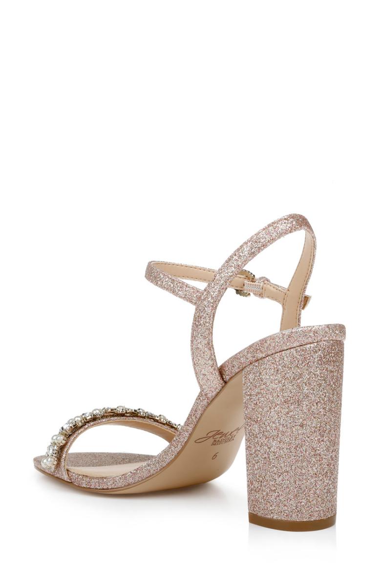 Badgley Mischka Dee Pearl And Crystal High Block Heels Pastel Pink | Women Block Heels