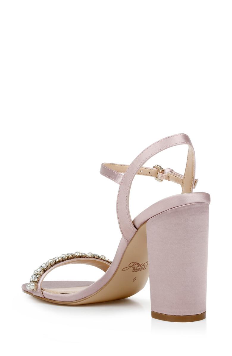 Badgley Mischka Dee Pearl And Crystal High Block Heels Pastel Pink | Women Block Heels