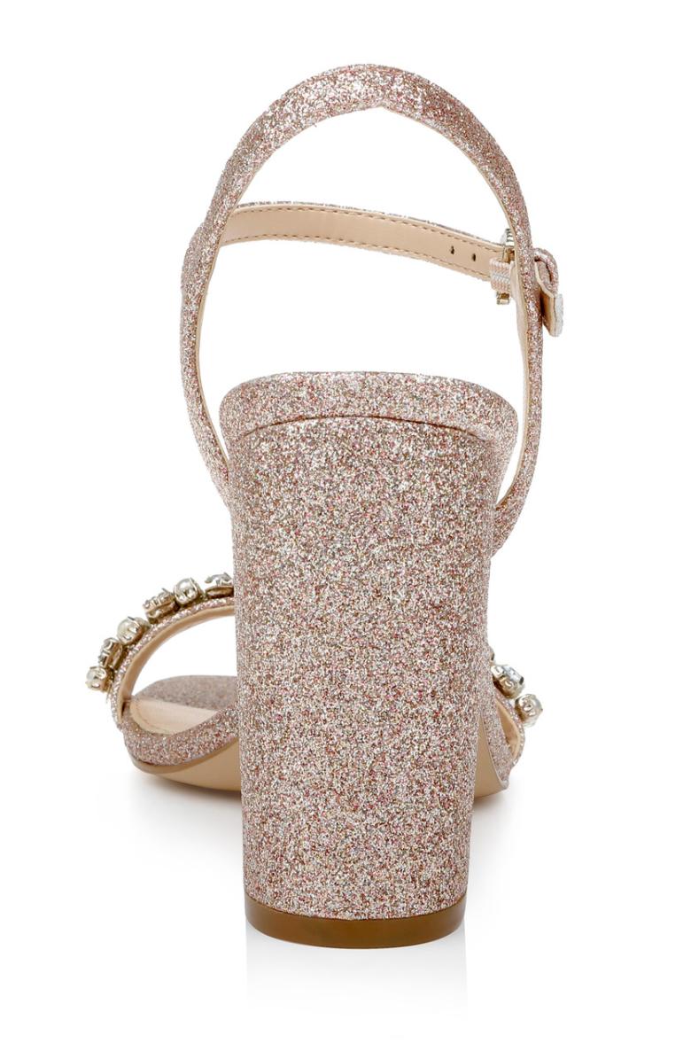 Badgley Mischka Dee Pearl And Crystal High Block Heels Pastel Pink | Women Block Heels