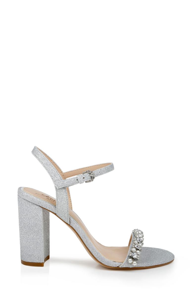 Badgley Mischka Dee Pearl And Crystal High Block Heels Pastel Pink | Women Block Heels
