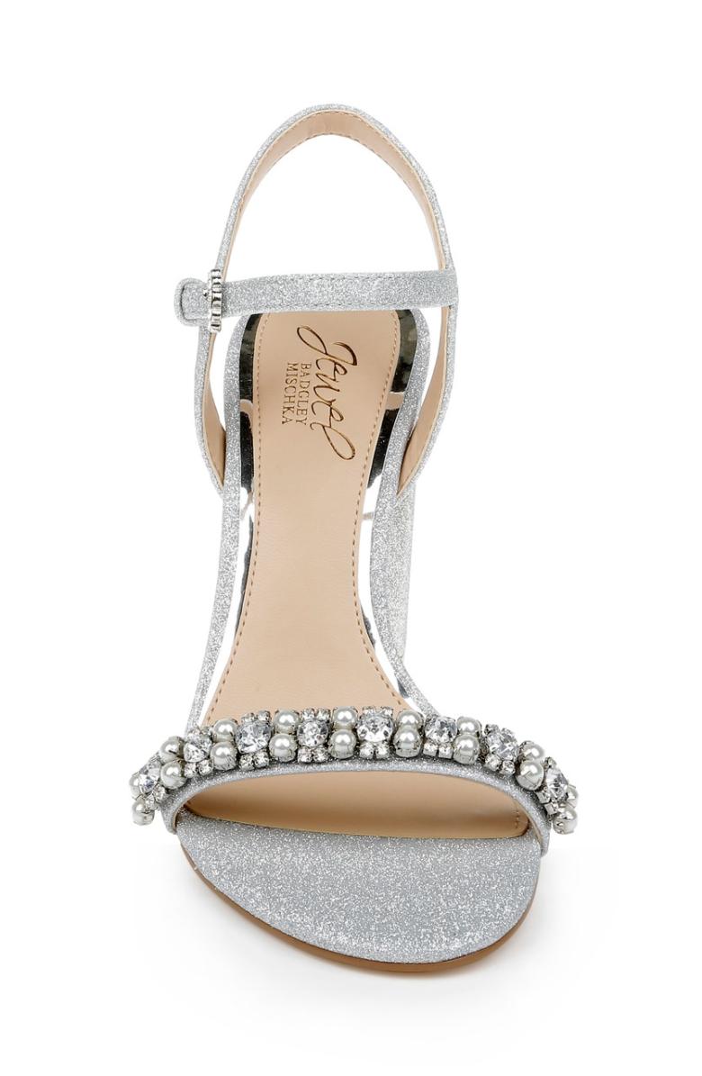 Badgley Mischka Dee Pearl And Crystal High Block Heels Pastel Pink | Women Block Heels
