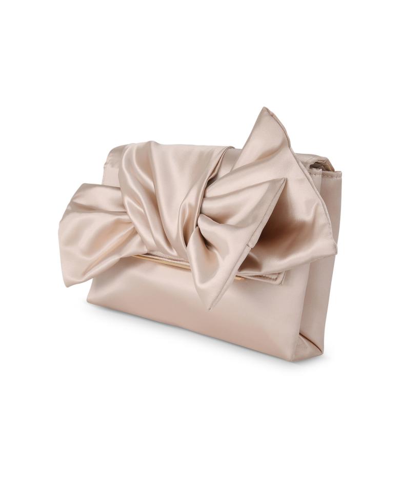 Badgley Mischka Delilah Handtied Bow Envelope Clutch Champagne | Women Evening Bags
