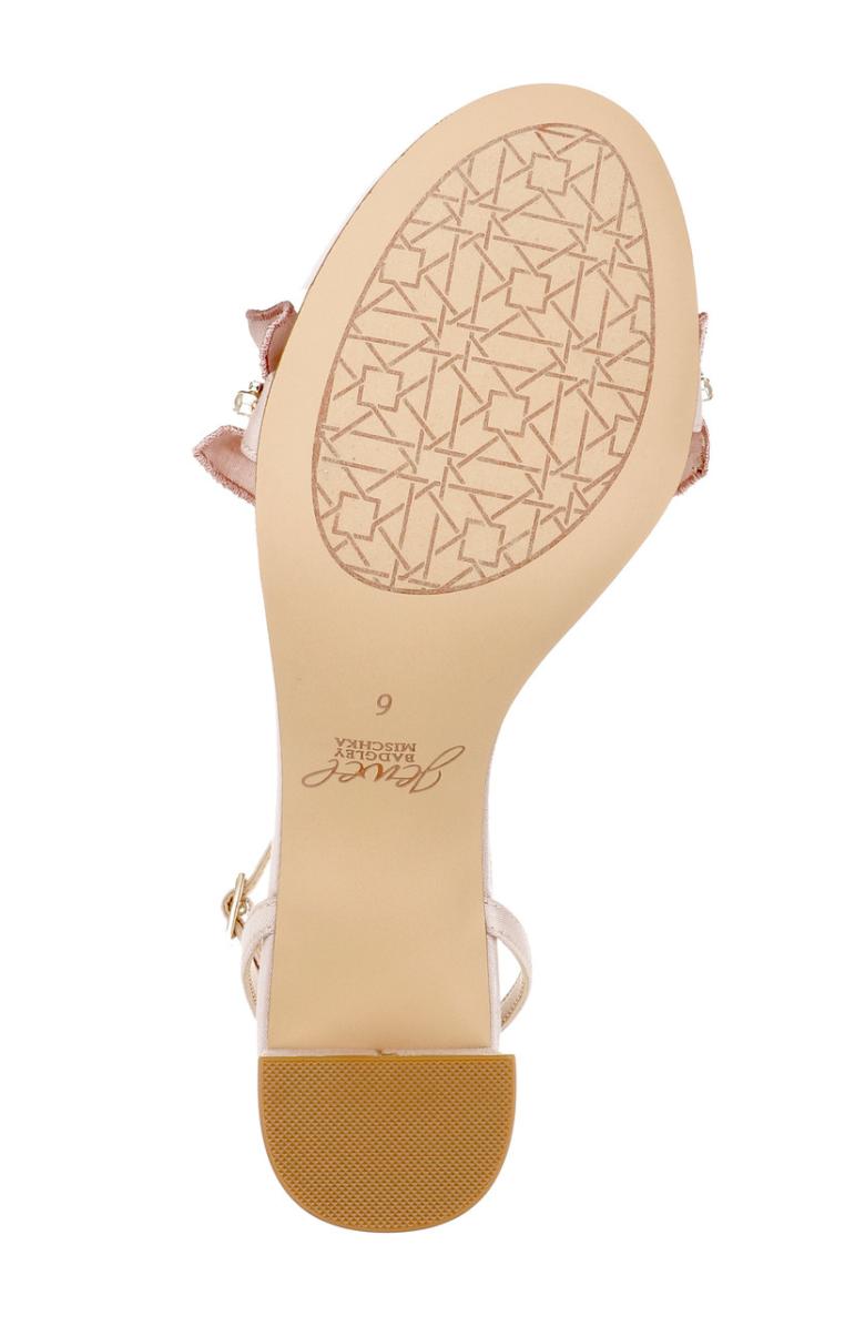 Badgley Mischka Desirie Ruffle Block Heel Sandal Champagne | Women Block Heels