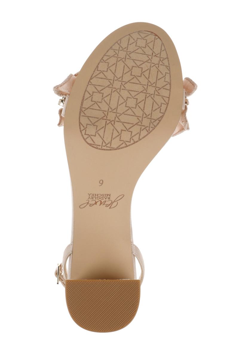 Badgley Mischka Desirie Ruffle Block Heel Sandal Champagne | Women Block Heels