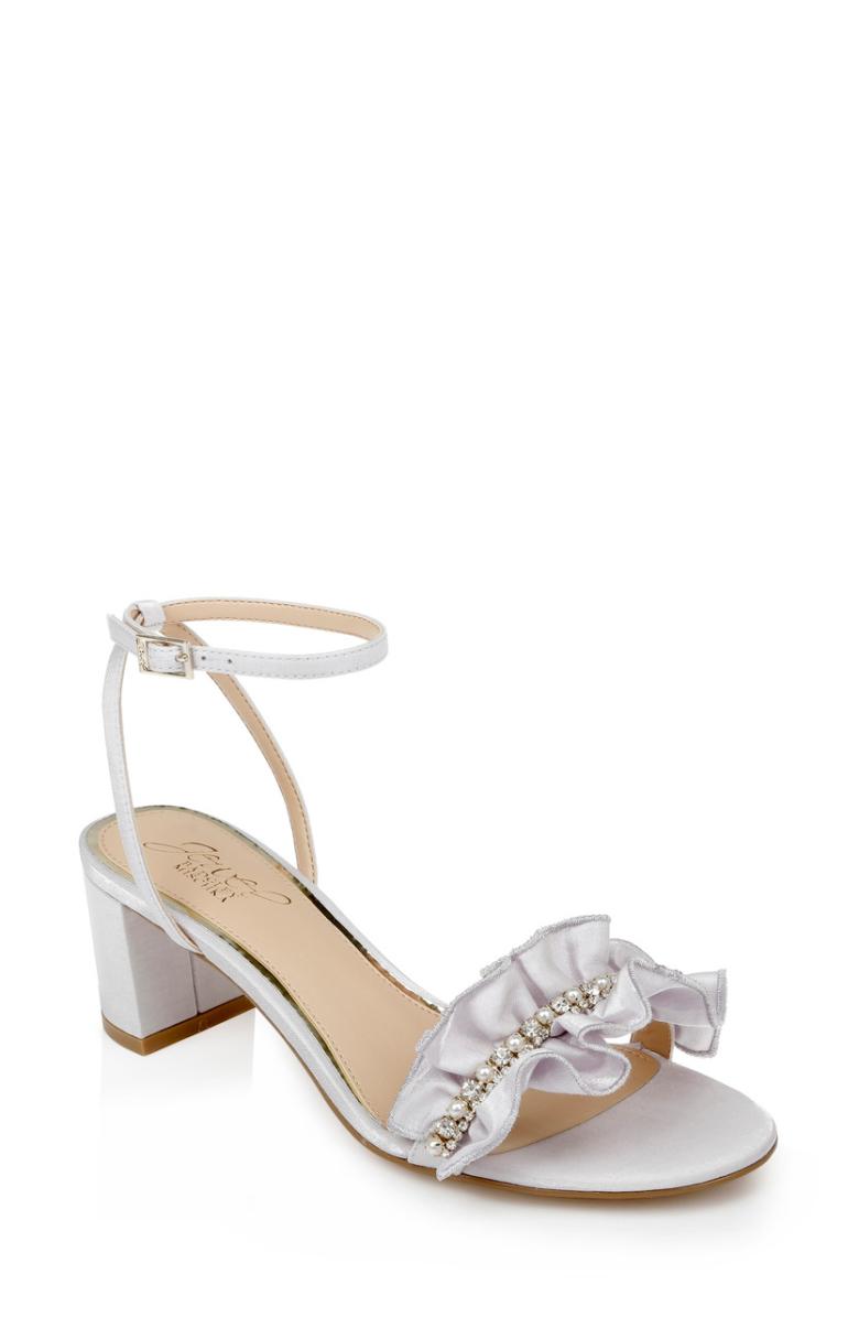 Badgley Mischka Desirie Ruffle Block Heel Sandal Champagne | Women Block Heels