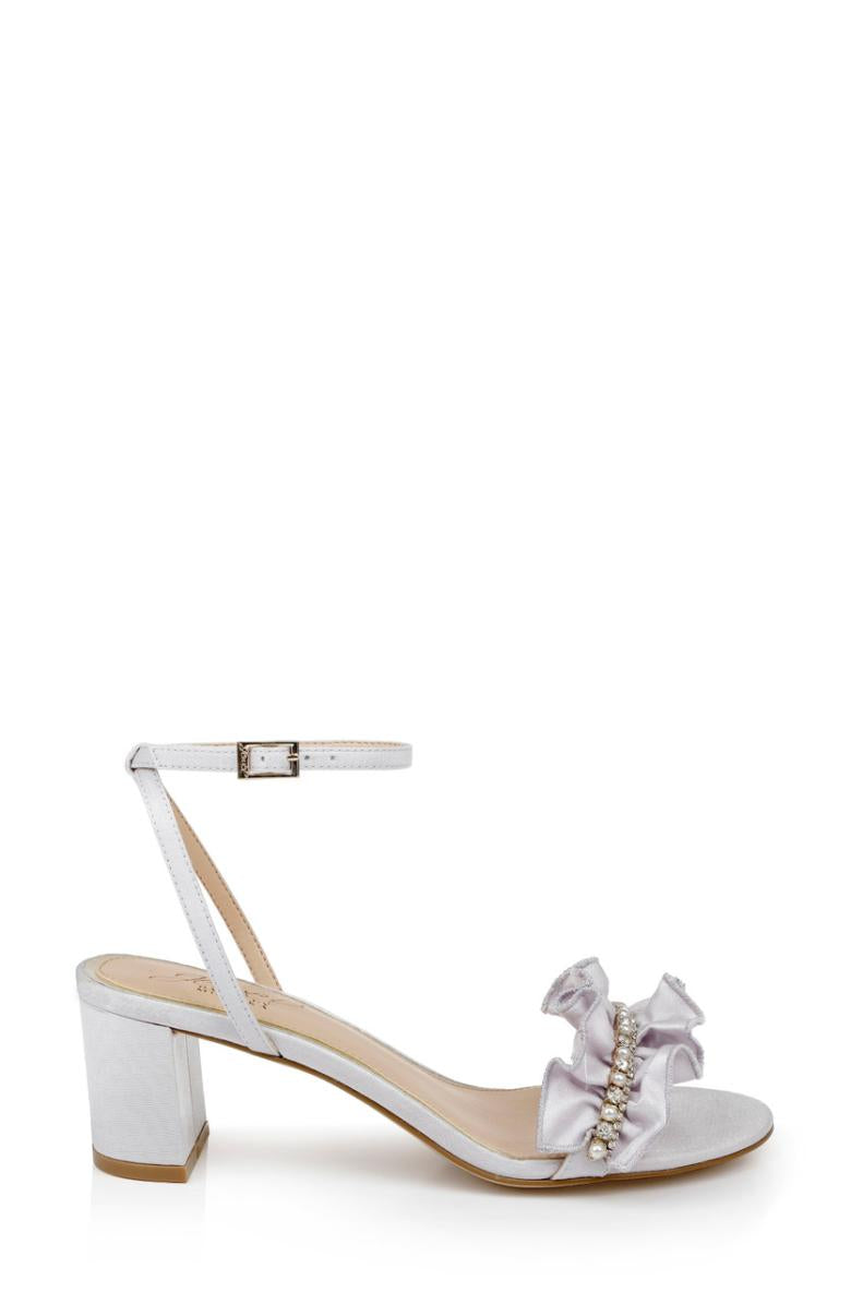 Badgley Mischka Desirie Ruffle Block Heel Sandal Champagne | Women Block Heels