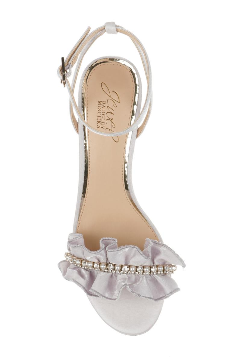 Badgley Mischka Desirie Ruffle Block Heel Sandal Champagne | Women Block Heels