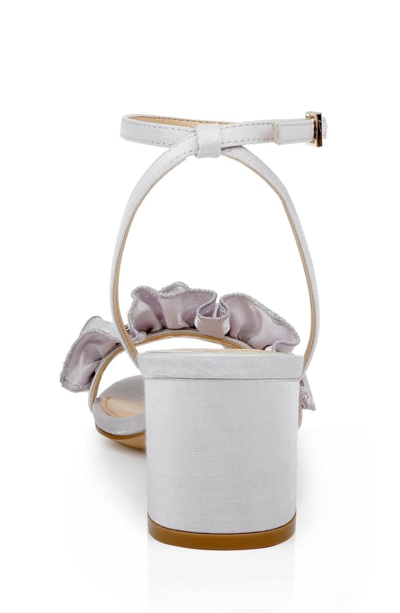 Badgley Mischka Desirie Ruffle Block Heel Sandal Champagne | Women Block Heels