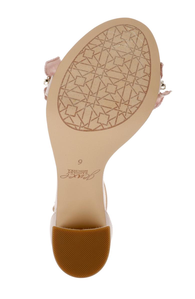 Badgley Mischka Deva Ruffle High Block Heel Champagne | Women Block Heels