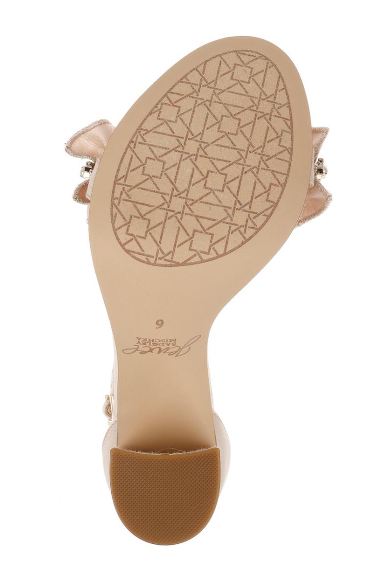 Badgley Mischka Deva Ruffle High Block Heel Champagne | Women Block Heels