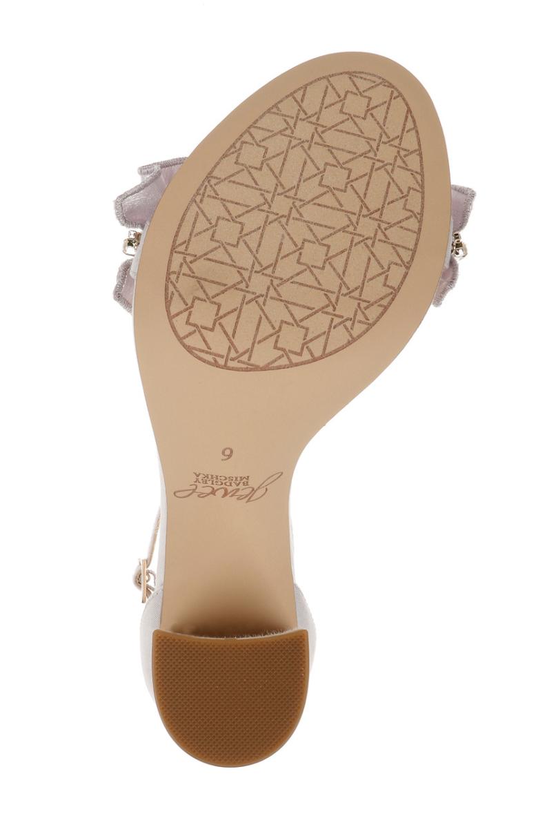 Badgley Mischka Deva Ruffle High Block Heel Champagne | Women Block Heels