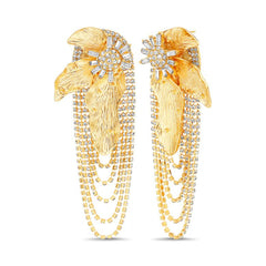 Badgley Mischka Draped Stone And Leaf Statement Earring | Women Fashion Jewelry