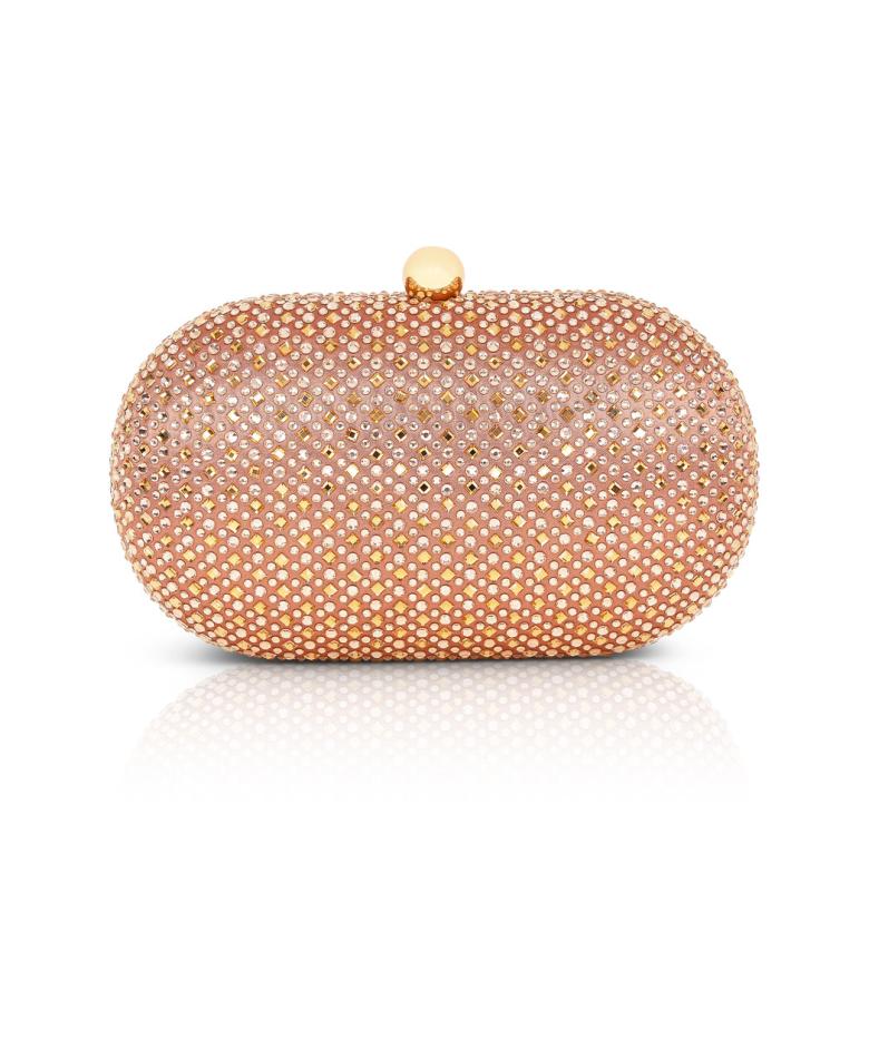 Badgley Mischka Ella Allover Crystal Oval Minaudiere Fuchsia | Women Evening Bags