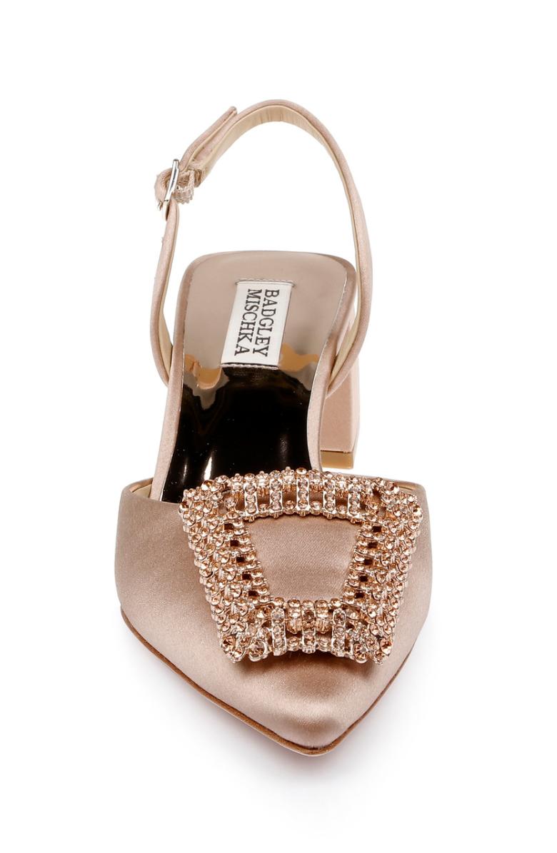 Badgley Mischka Emmie Block Heel Slingback With Crystal Buckle Black | Women Best Sellers