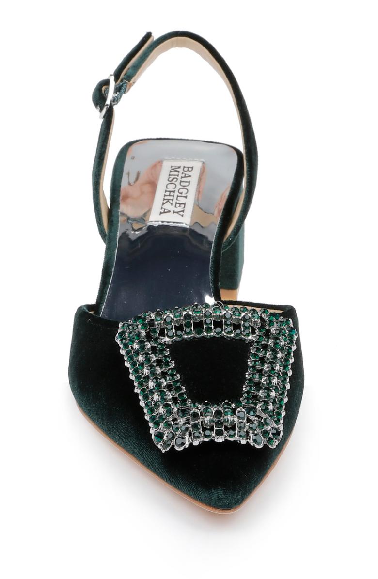 Badgley Mischka Emmie Block Heel Slingback With Crystal Buckle Black | Women Best Sellers