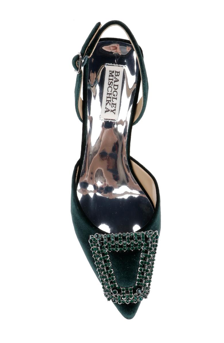 Badgley Mischka Emmie Block Heel Slingback With Crystal Buckle Black | Women Best Sellers