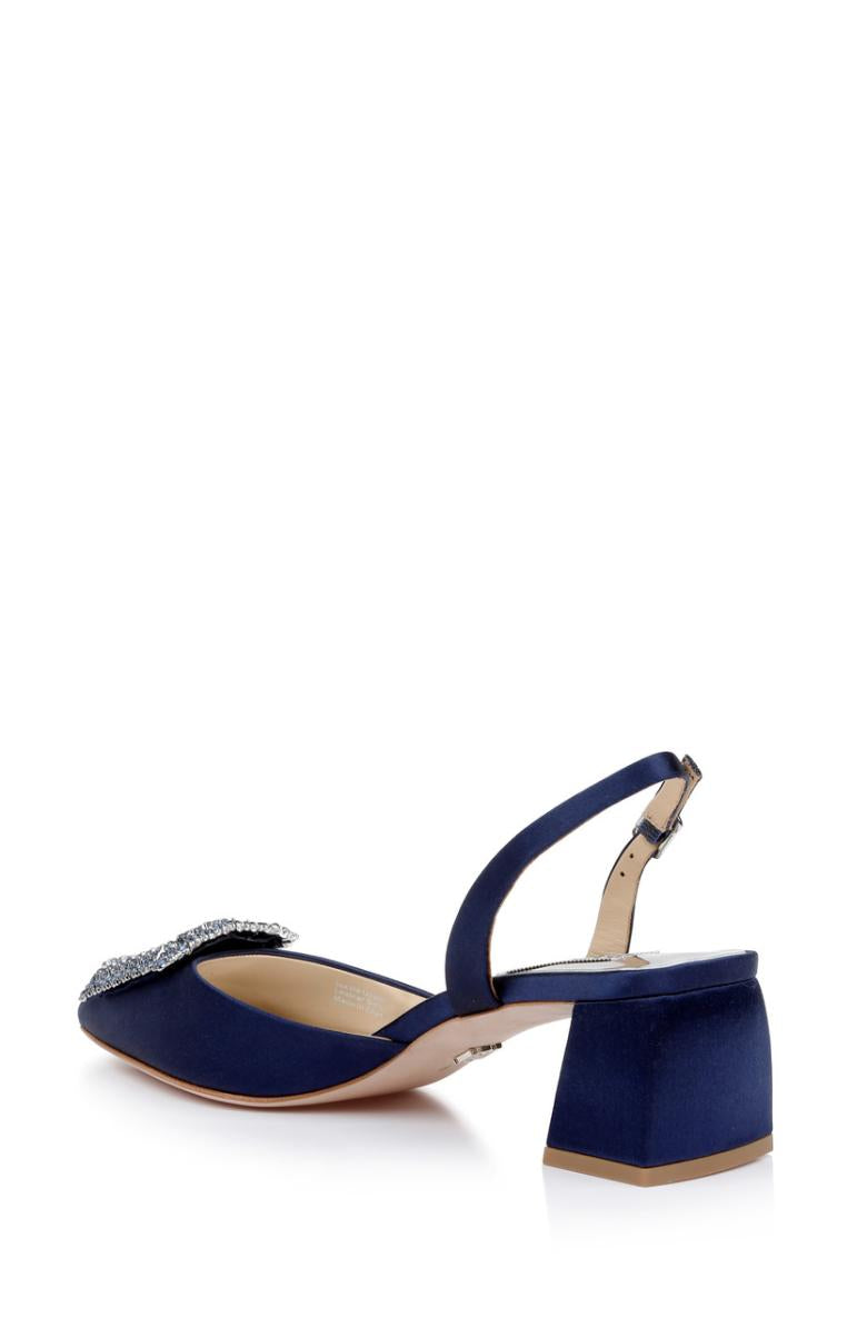 Badgley Mischka Emmie Block Heel Slingback With Crystal Buckle Black | Women Best Sellers