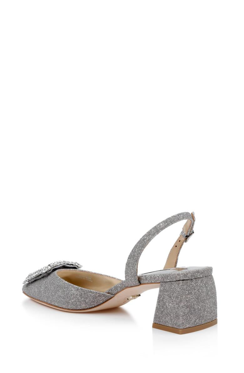 Badgley Mischka Emmie Block Heel Slingback With Crystal Buckle Black | Women Best Sellers