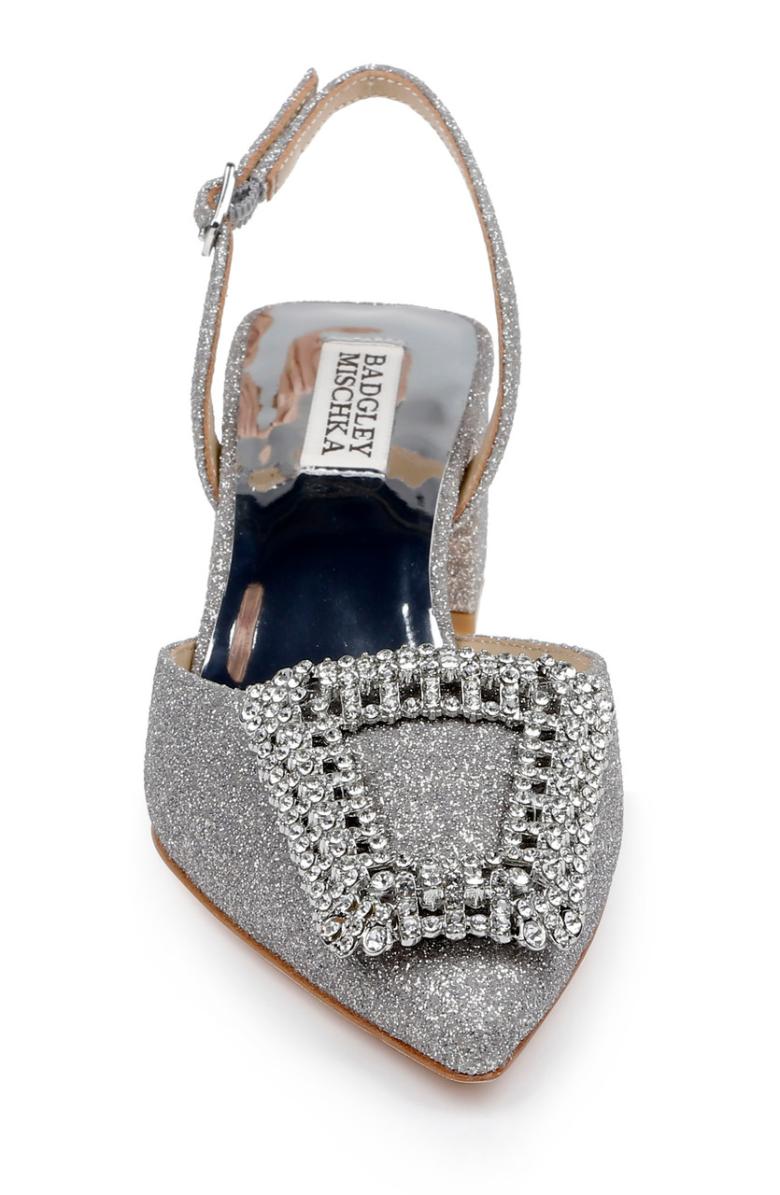 Badgley Mischka Emmie Block Heel Slingback With Crystal Buckle Black | Women Best Sellers