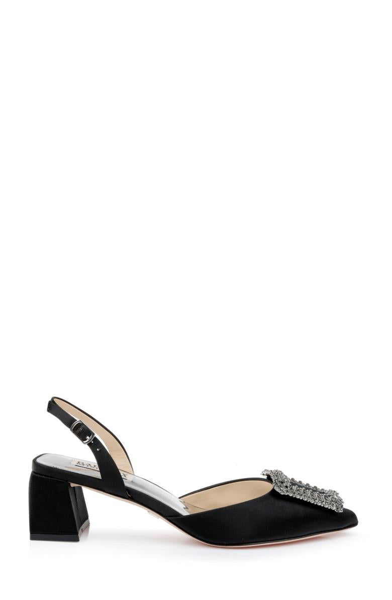 Badgley Mischka Emmie Block Heel Slingback With Crystal Buckle Black | Women Best Sellers