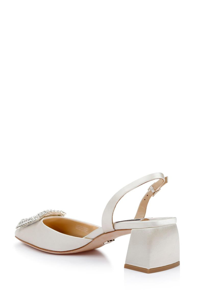 Badgley Mischka Emmie Block Heel Slingback With Crystal Buckle Black | Women Best Sellers