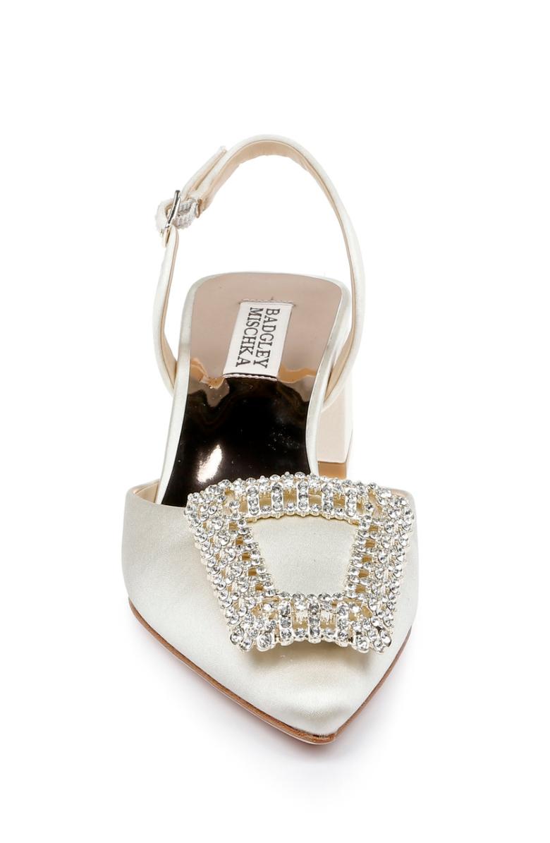 Badgley Mischka Emmie Block Heel Slingback With Crystal Buckle Black | Women Best Sellers