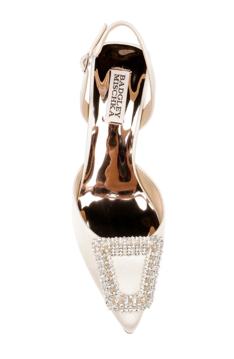 Badgley Mischka Emmie Block Heel Slingback With Crystal Buckle Black | Women Best Sellers